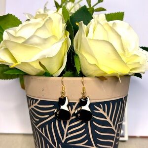 Black and White Cat Earrings